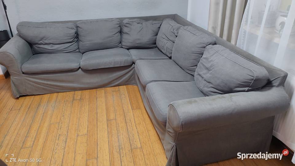 EKTORP Sofa narożna 4osobowa Hakebo ciemnoszary