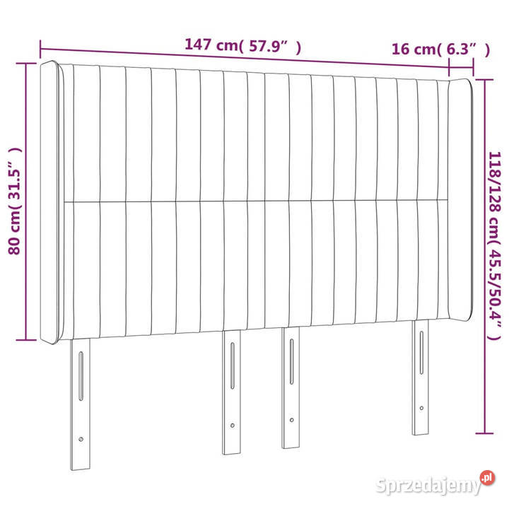 Zagłówek do łóżka z LED różowy 147x16x118128