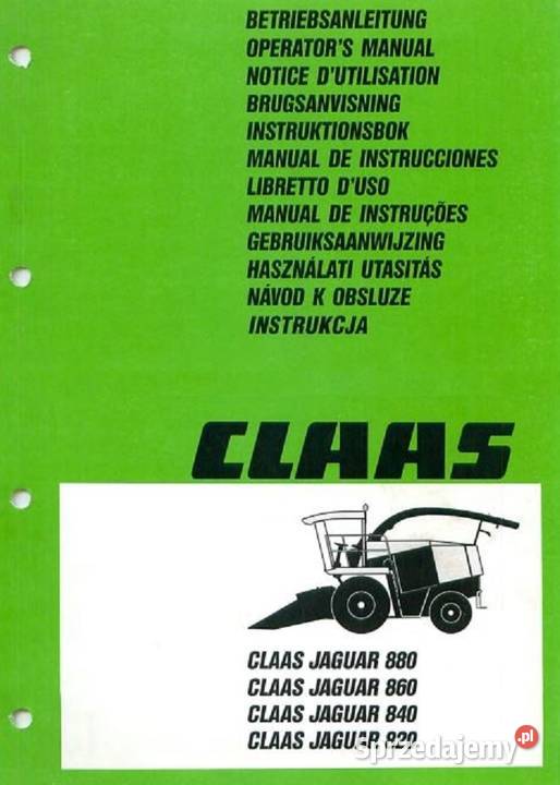 Claas Jaguar 820 840 860 880 instrukcja obsługi Kielce