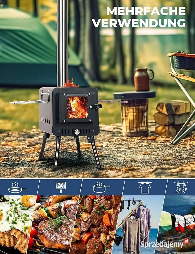 Przenośny Stalowy Piec Ogród Camping Z Klapkami Pozostałe Myszyniec