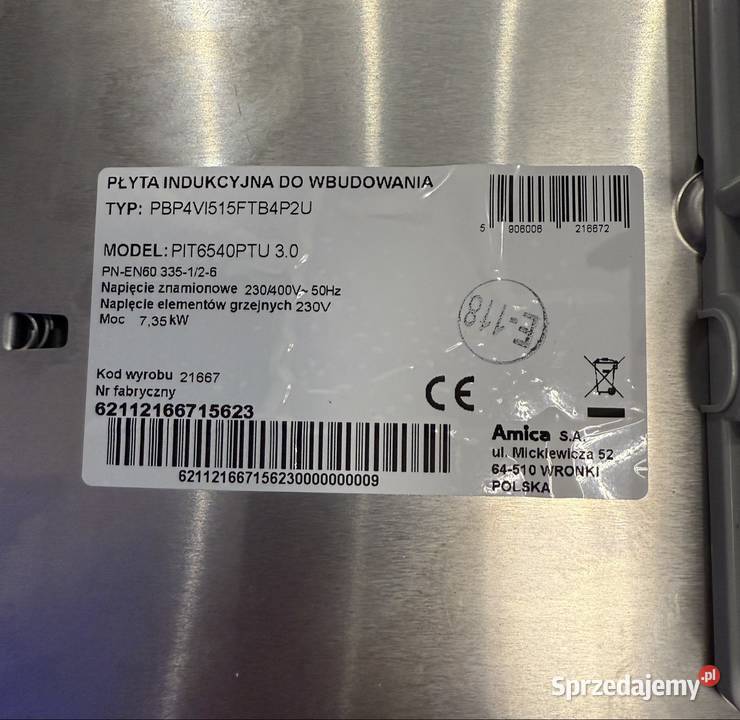 Płyta Indukcyjna do zabudowy pomorskie Malbork