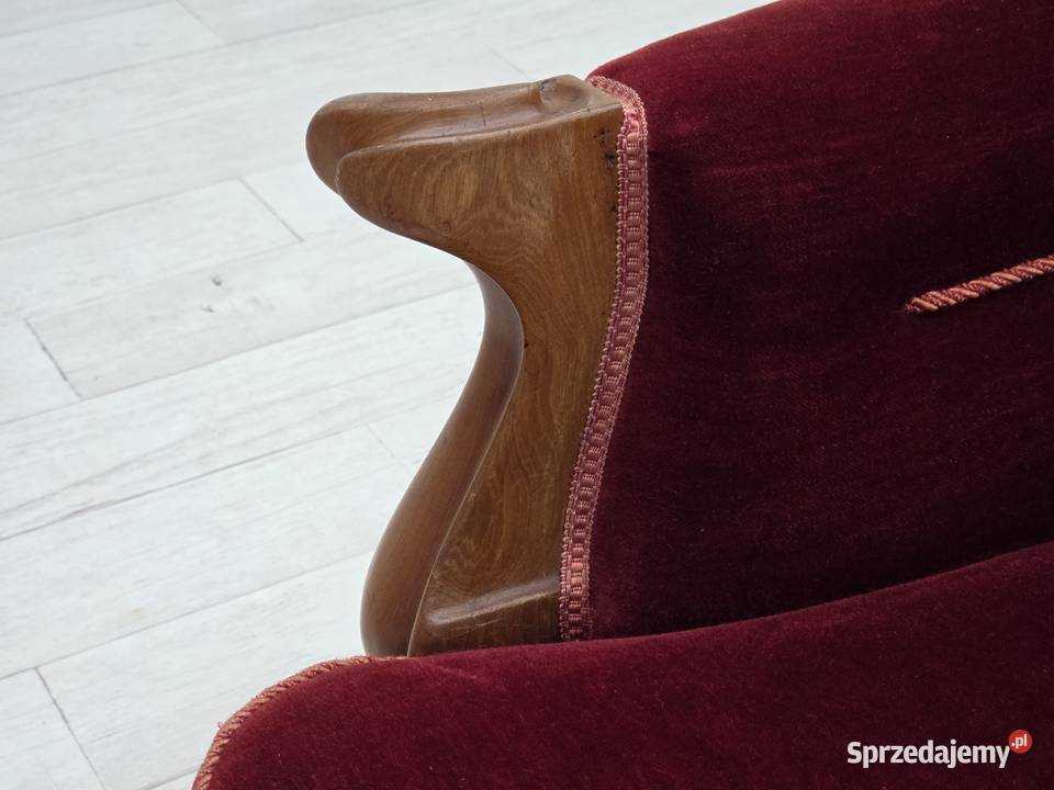 Lata 2030 XX wieku Duńska sofa dwuosobowa welur Antyki, Sztuka, Kolekcje wielkopolskie Poznań