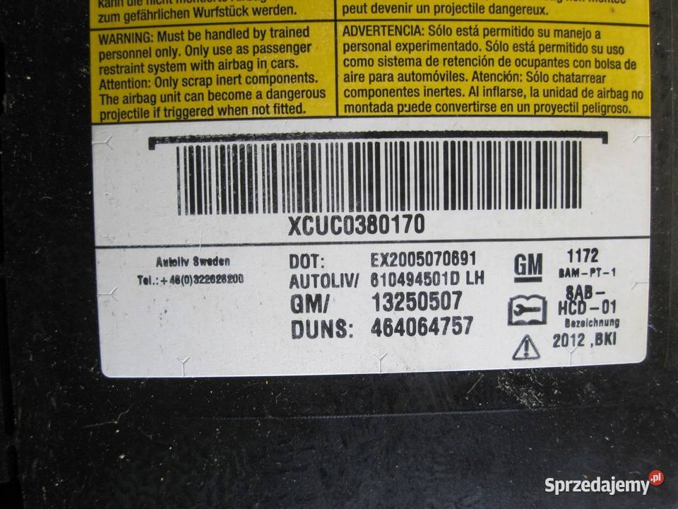 OPEL MERIVA B 12r AIRBAG poduszka fotela lewa Kielce