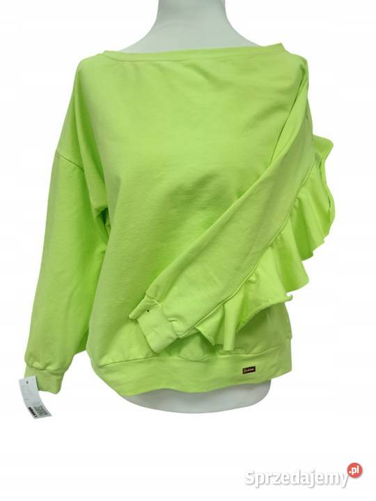 BLUZA bluzka damska z falbanami limonkowa biust Pątnów