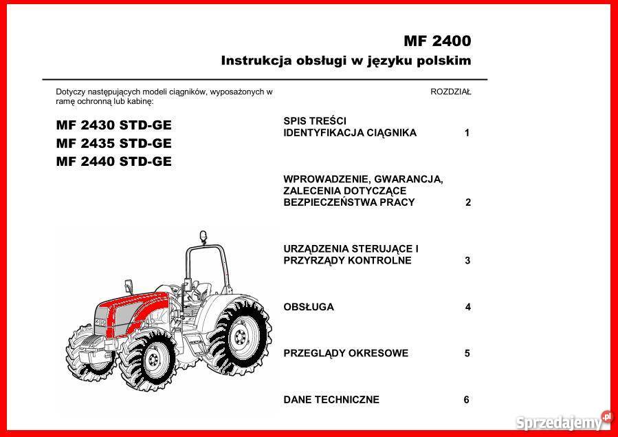 Instrukcja obsługi Massey Ferguson 2430 2435 Pozostałe Kielce