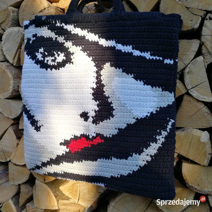 Torba szydełkowa z portretem 40cm Turek sprzedam