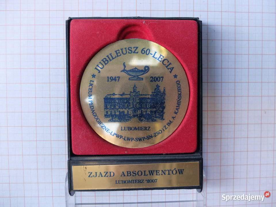 Pamiątkowa plakieta Lubomierz zjazd absolwentów Numizmatyka Kościan