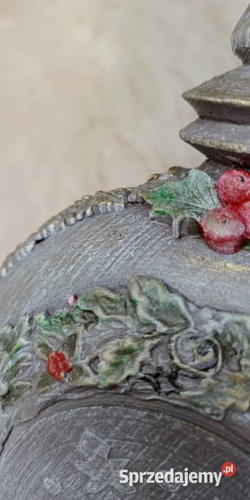 Ręcznie malowany zegar świąteczny z drewna Pozostałe