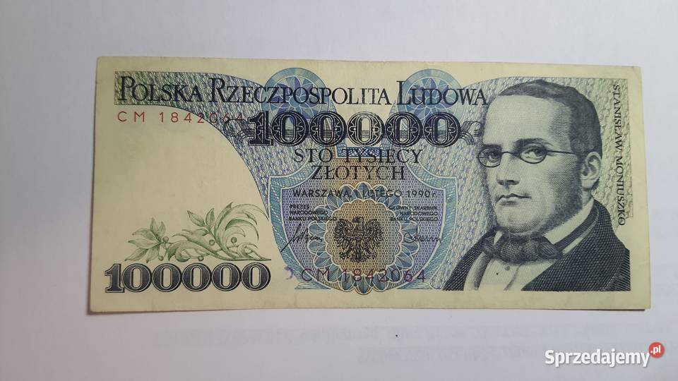 EKSTREMALNIE RZADKI 100000 złotych 1990 s L9 Warszawa
