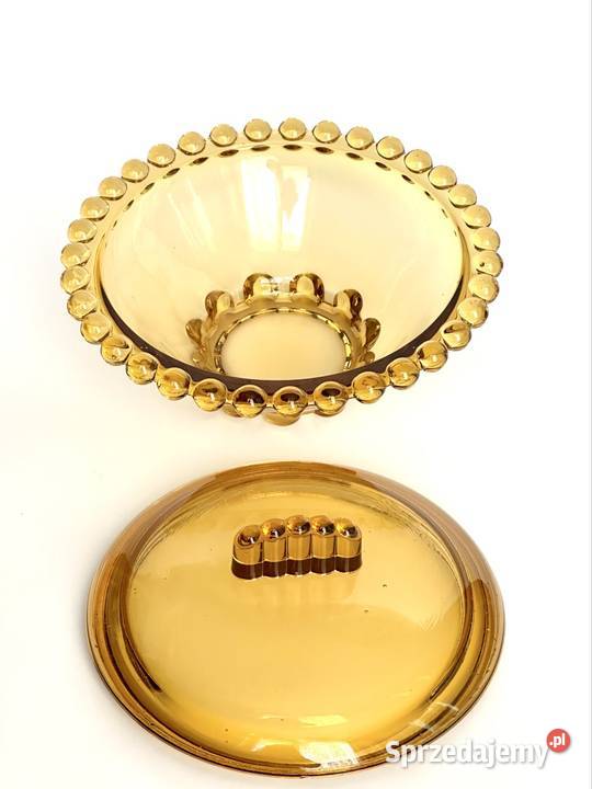 Piękna duża szklana miodowa bomboniera Rudolfova mazowieckie Warszawa