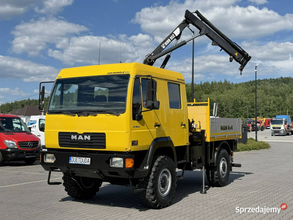 MAN LE 180C 4x4 DOKA 46180 Skrzyniowy HDS Hiab 4580cm3 Widełki