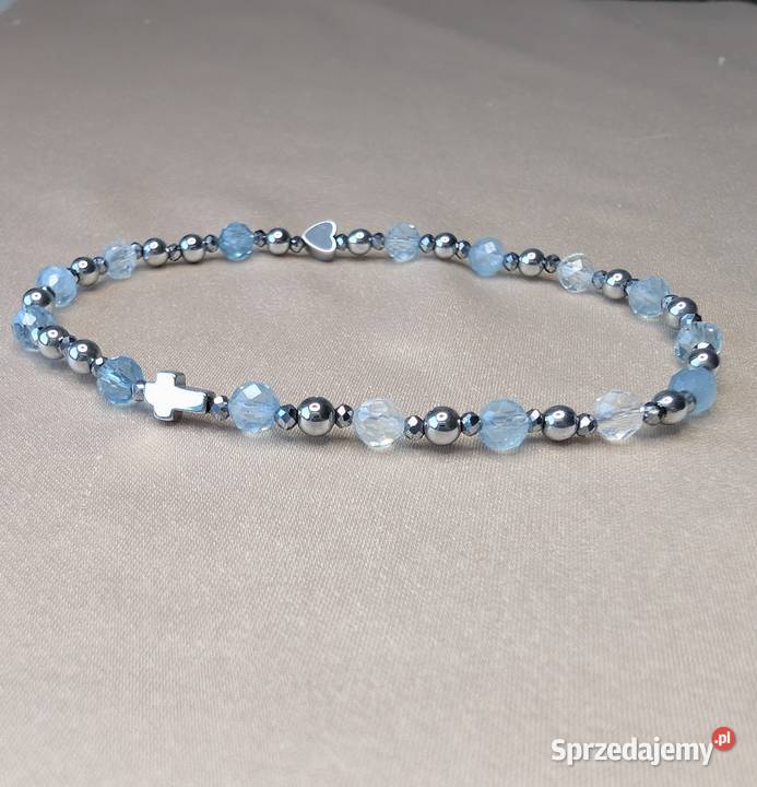 Bransoletka różaniec kamienie krzyżyk serduszko Bransoletki Legnica
