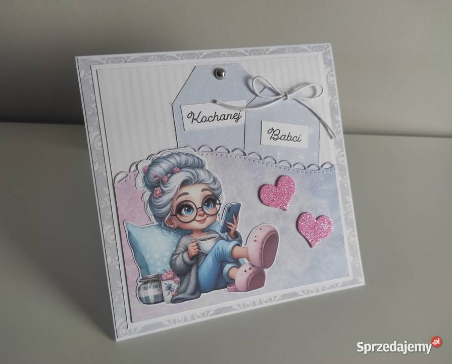 Kartka ręcznie robiona na Dzień Babci 5 Rękodzieło łódzkie sprzedam