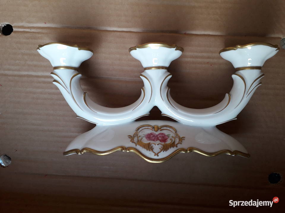 Swiecznik ceramiczny trójramienny Bogucice prl Warszawa sprzedam