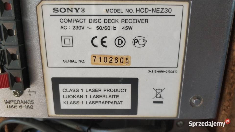 Wieża SONY CMTNEZ30 kolumny 2x SSCNEZ30