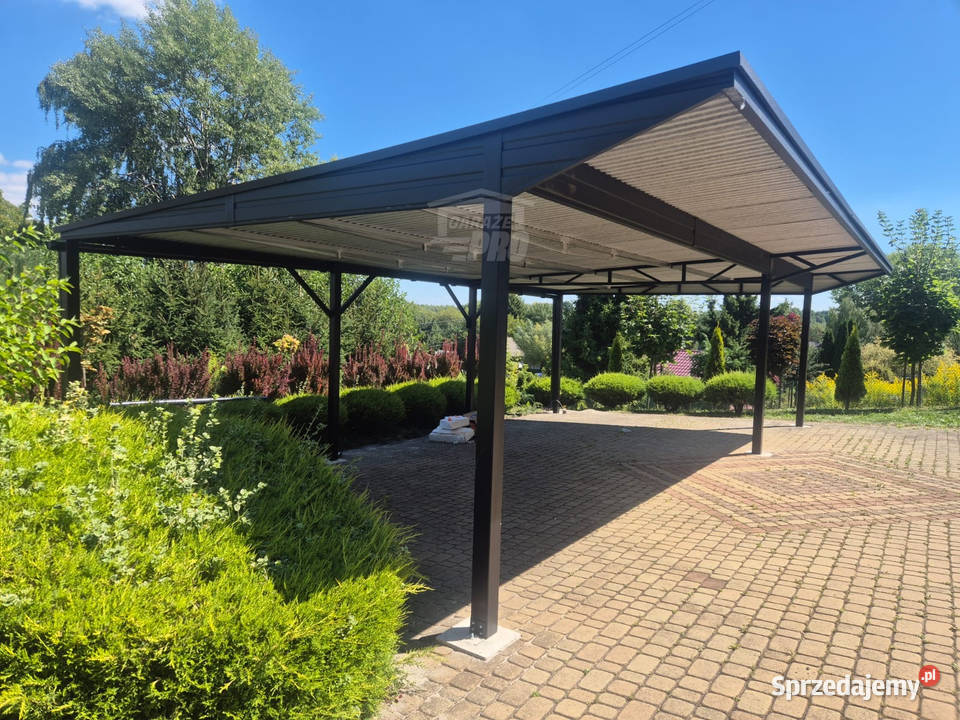 Wiata samochodowa CarPort 8x5 m wypust dachu 1m