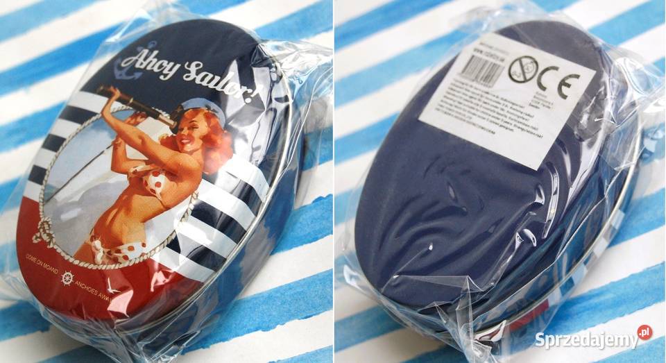 Mała owalna puszka pin up girl housewife retro sprzedam