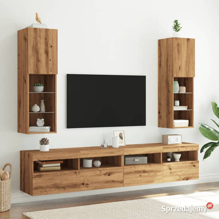 Szafki TV z LED 2 dąb artisian 305x30x102 mazowieckie Warszawa