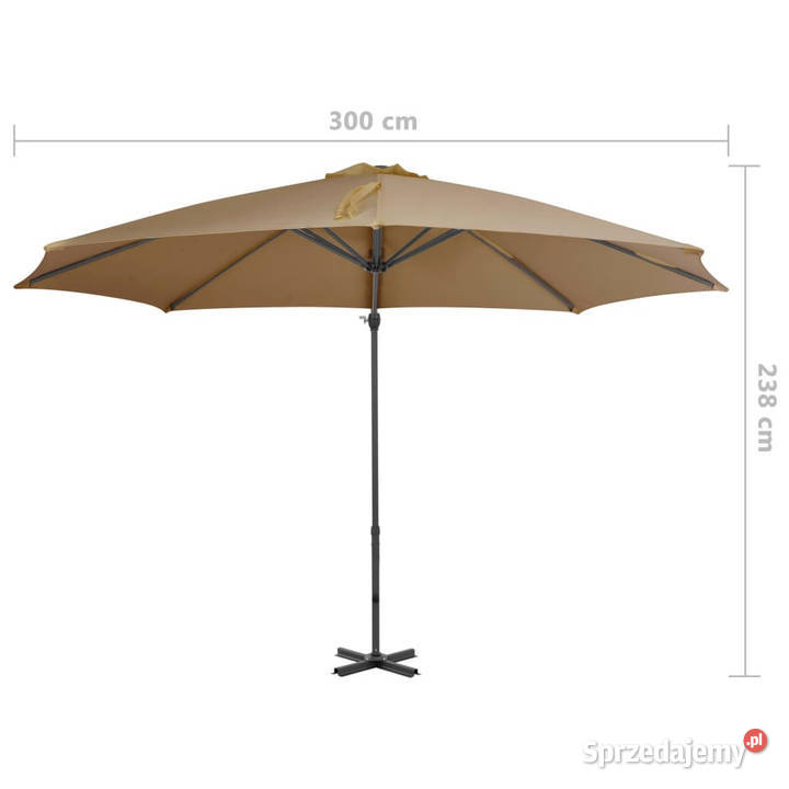 Parasol wiszący z aluminiowym słupkiem 300 taupe Warszawa