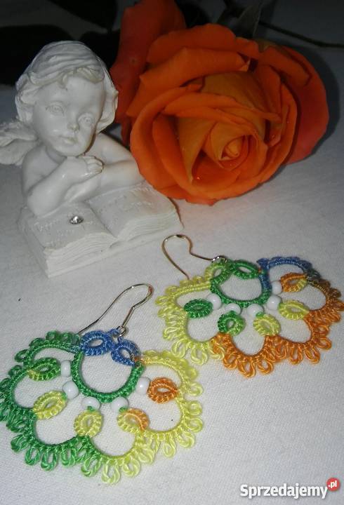 Kolczyki Frywolitkowe Wiśniowa