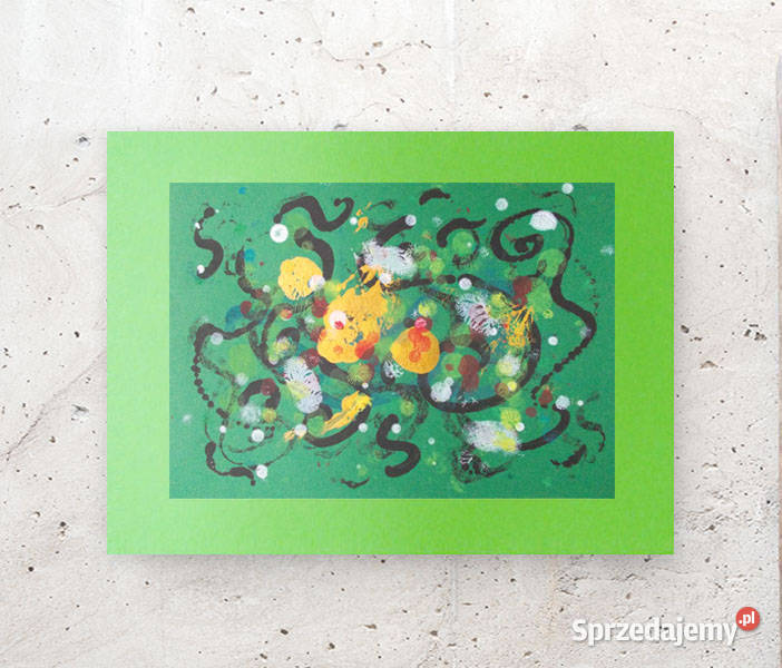 zielona abstrakcja malowana ręcznie minimalizm Dekoracje i ozdoby Gdynia