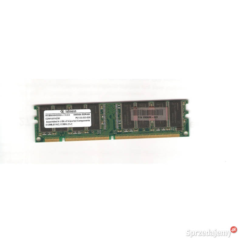 Pamięć PC RAM Infineon 512MB PC133333520 IC CL3