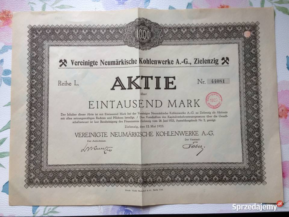 1221 SULĘCIN Niemieckie Papiery Wartościowe