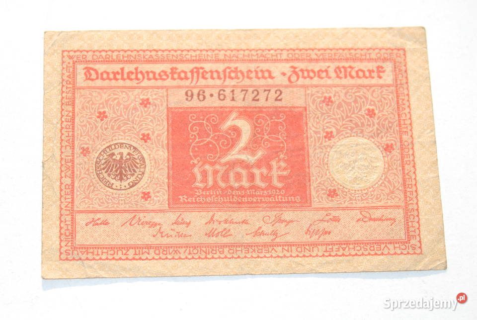 Stary banknot 2 Marki mark Niemcy 1920 antyk Antyki, Sztuka, Kolekcje