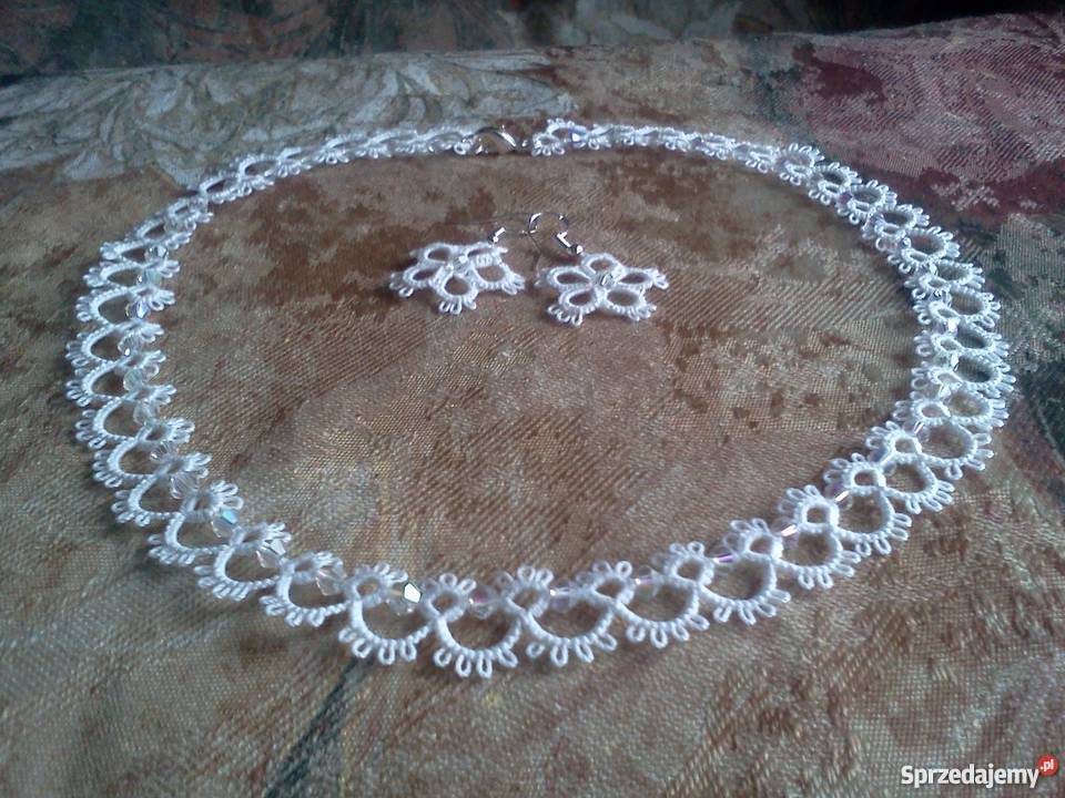 Komplet biżuterii frywolitkowej Wiśniowa