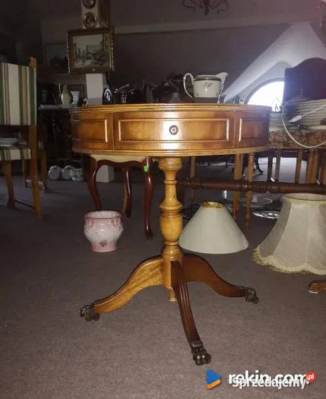 Wspaniały stolik Niciak Z skórką na blacie Gdańsk