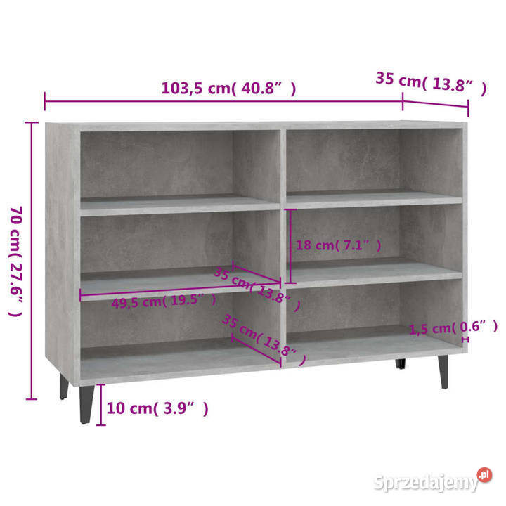 Szafka szarość betonu 1035x35x70 materiał mazowieckie