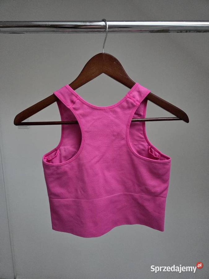 Różowy sportowy top bez rękawów w prążki Move Liszki