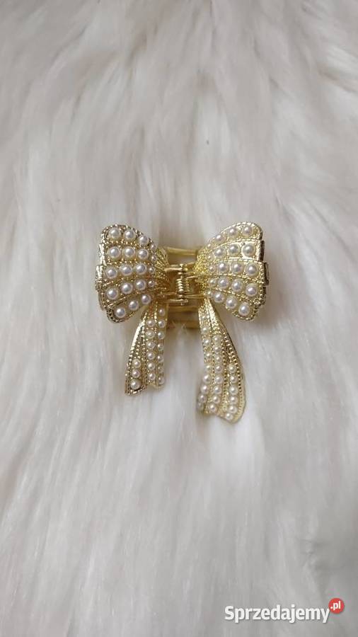 Perełkowa złota spinka do włosów kokarda Glamour Olkusz