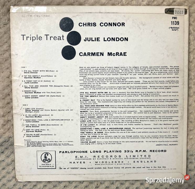 Chris Connor Julie London Carmen McRae Triple Szczecin