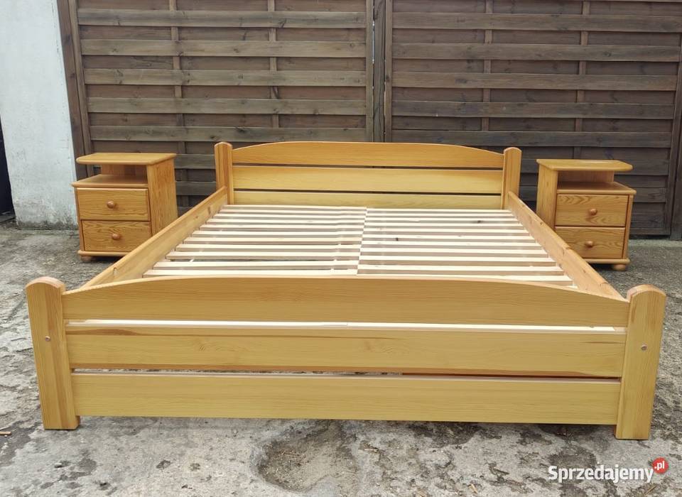 Łoże 160x200 2 x szafka nocna sosnowe drewniane Warszawa