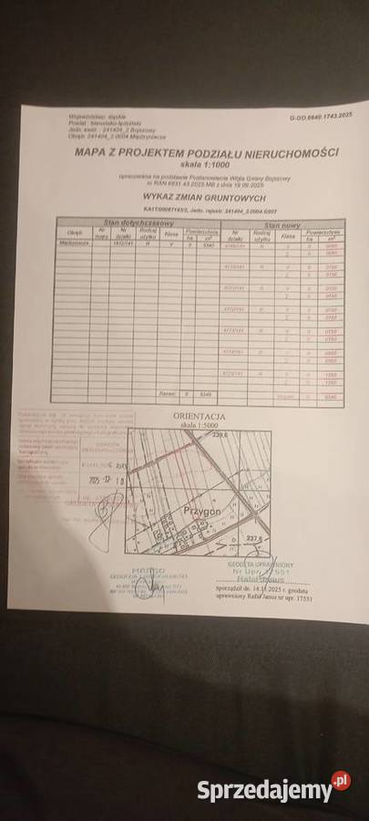 Działka budowlana 750 m Międzyrzecze Przeczna 1021m2 sprzedam