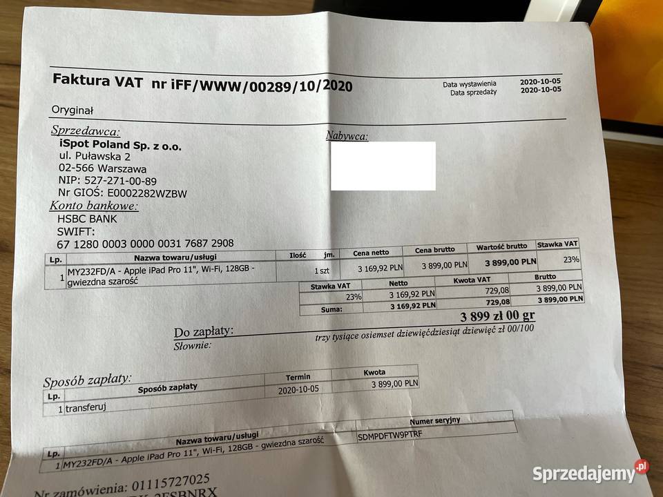 iPad Pro 11 128GB 2020 Space Gray gwarancja Jarosław