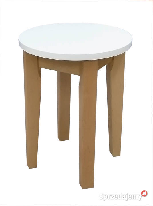 TABORET OKRĄGŁY TAPICEROWANY TWARDY DREWNIANY Tołkiny