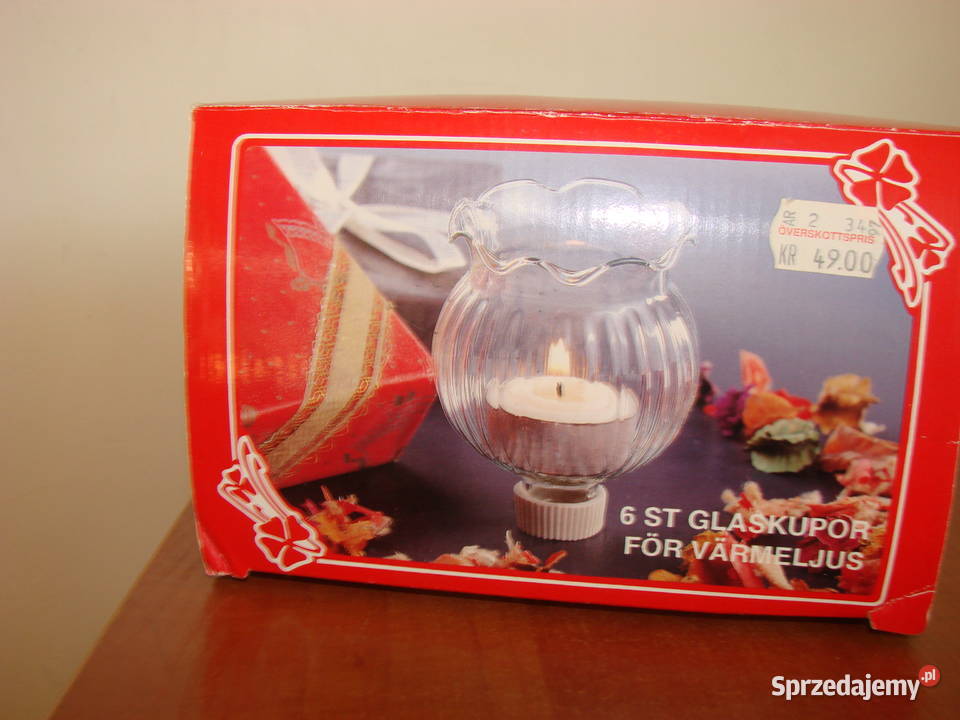 szwedzkie szklane świeczniki 4 pomorskie Pruszcz Gdański