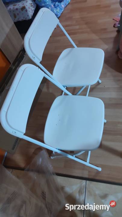 2 x krzesło składane białe Książ Wielkopolski