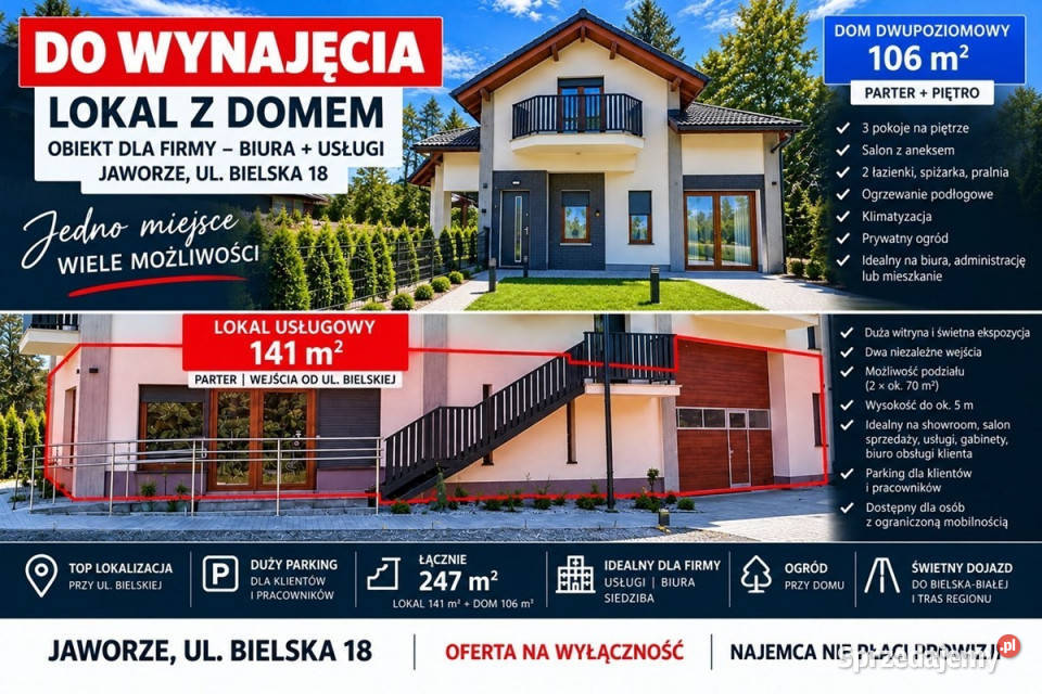 Lokal usługowy dom z ogrodem Jaworze 247m2