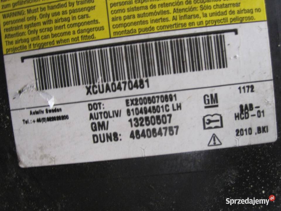 OPEL MERIVA B 10r AIRBAG poduszka fotela świętokrzyskie Kielce sprzedam