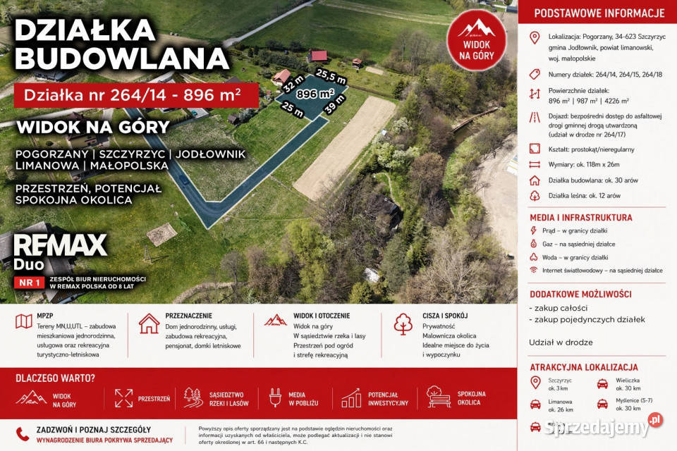 Działka budowlana 9 arów Pogorzany Szczyrzyc sprzedam