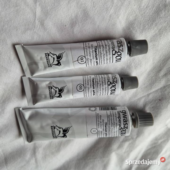 Nowe 3x Farba gwasz Renesans biel 2x20ml 1x60 ml małopolskie Brzesko sprzedam