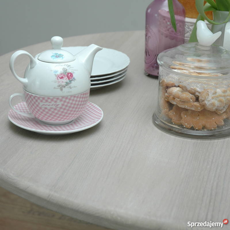 Stół okrągły na bocianiej nodze Cammile shabby