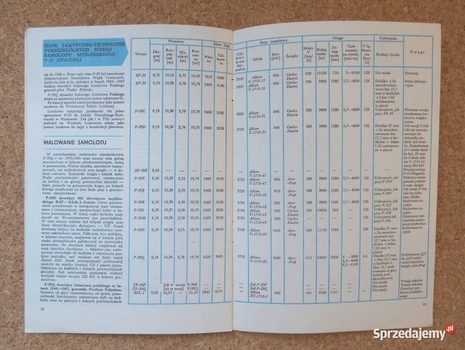 W Bartoszewski Samolot myśliwski P39 Airacobra militaria, broń, wojskowość Warszawa