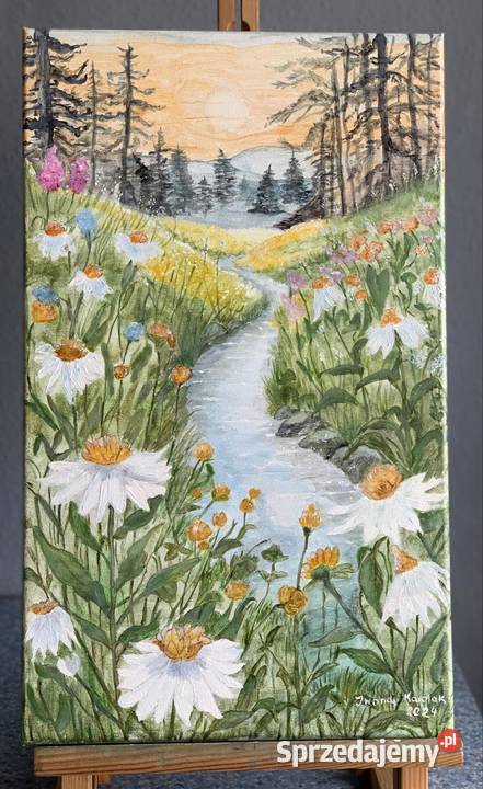 Obraz ręcznie malowany rzeką Kalisz