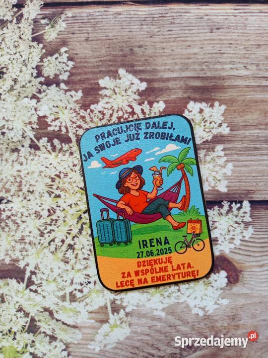 Magnes emerytalny personalizowany prezent Dekoracje i ozdoby łódzkie