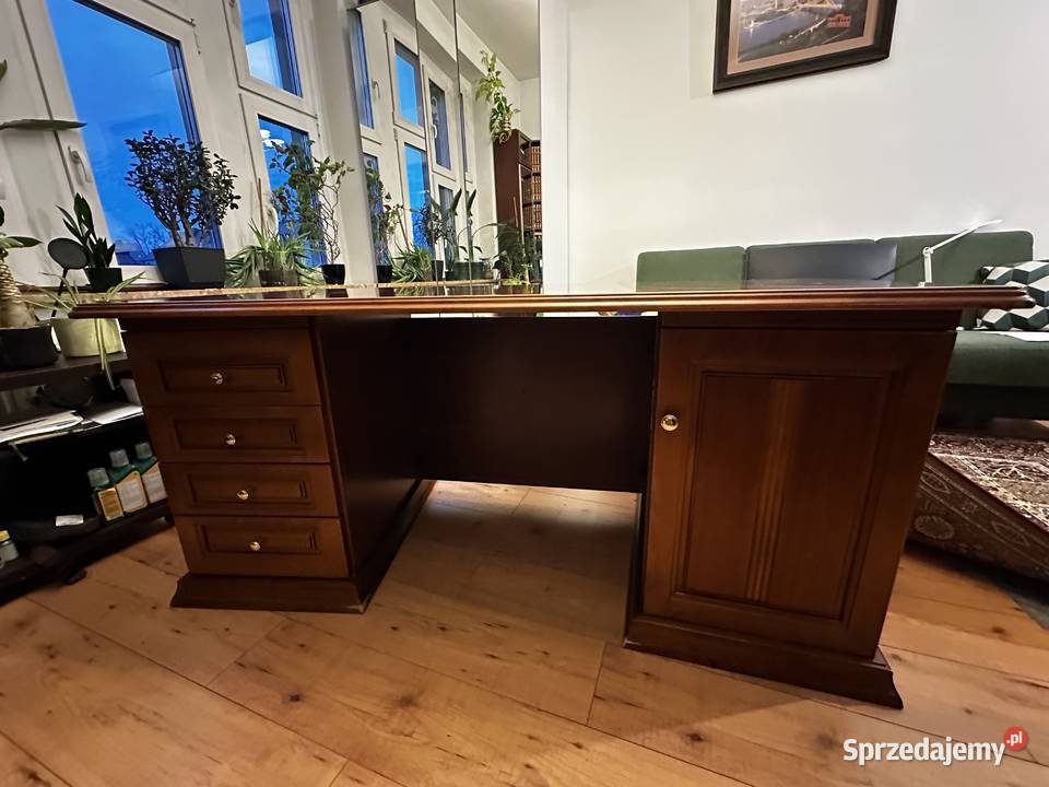 Piękne biurko kancelaryjne dyrektorskie orzech Bytom