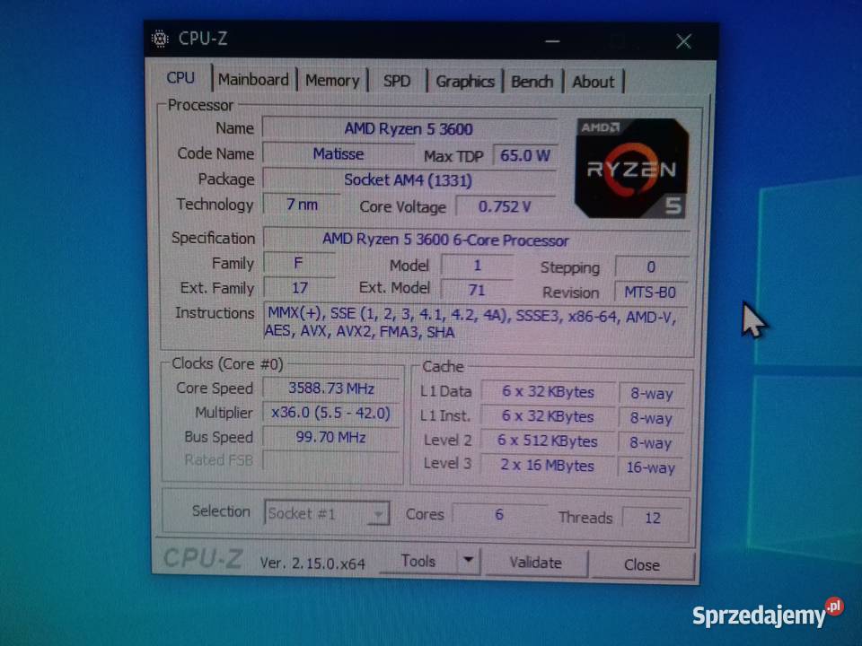 AMD Ryzen 5 3600 6x36GHz AM4 32MB 65W Matisse Bydgoszcz